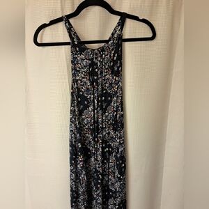 Navy Floral Print Maxi Dress